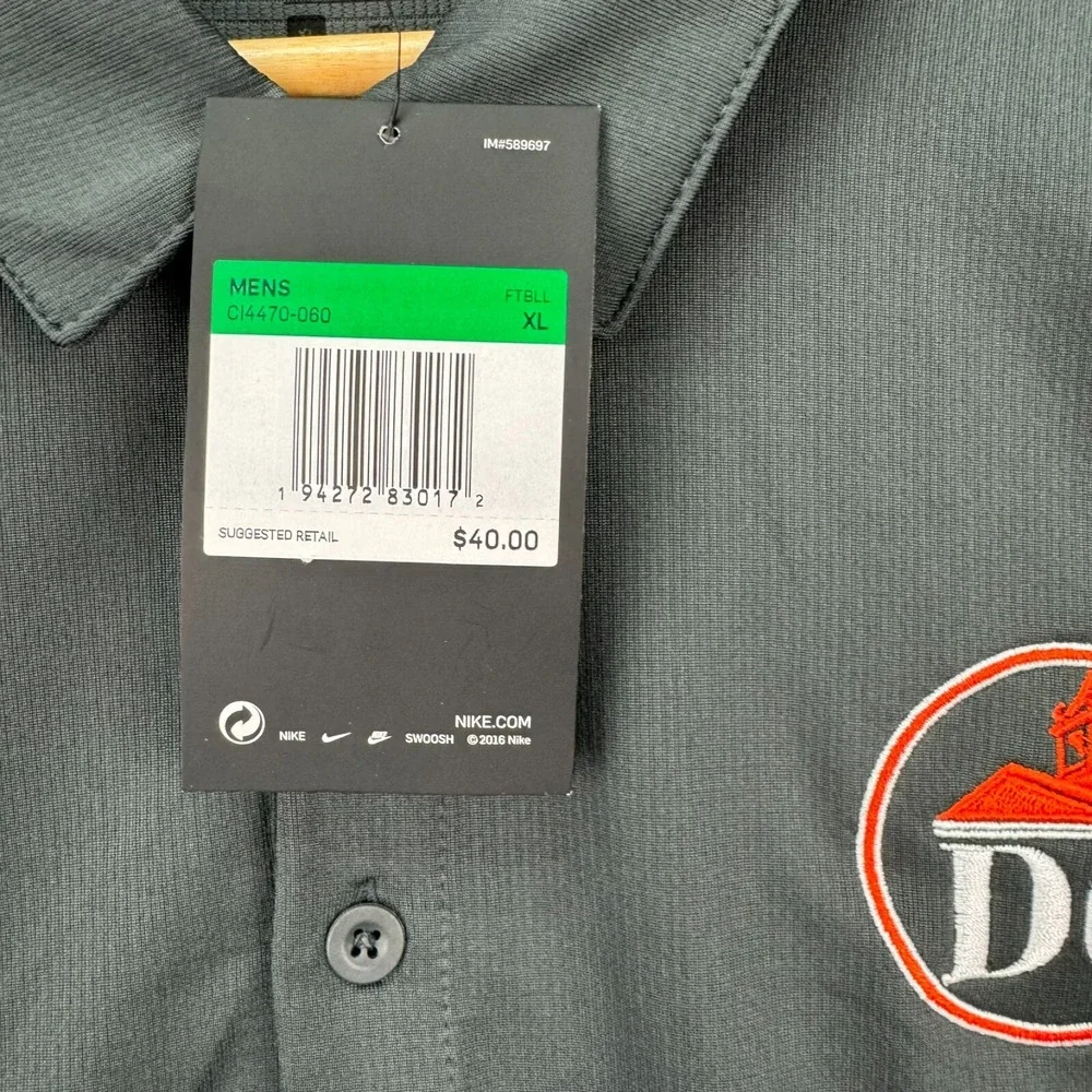 Nike D6 Football Polo Shirt Mens XL Gray Short Sleeve‎ Moisture Wicking Athletic